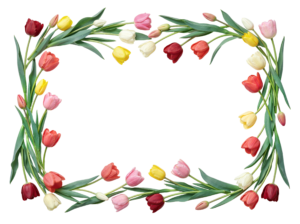 Floral Flower and Leaf Frame Border