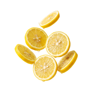 Flying Fresh Yellow Lemon Slices Isolated