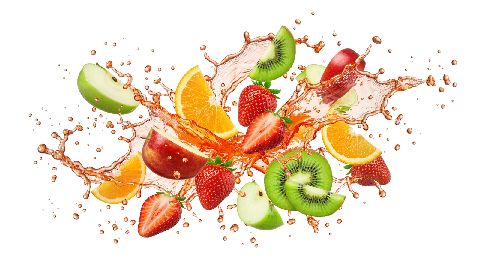 Flying Mixed Fruit Slices with Juice Splash