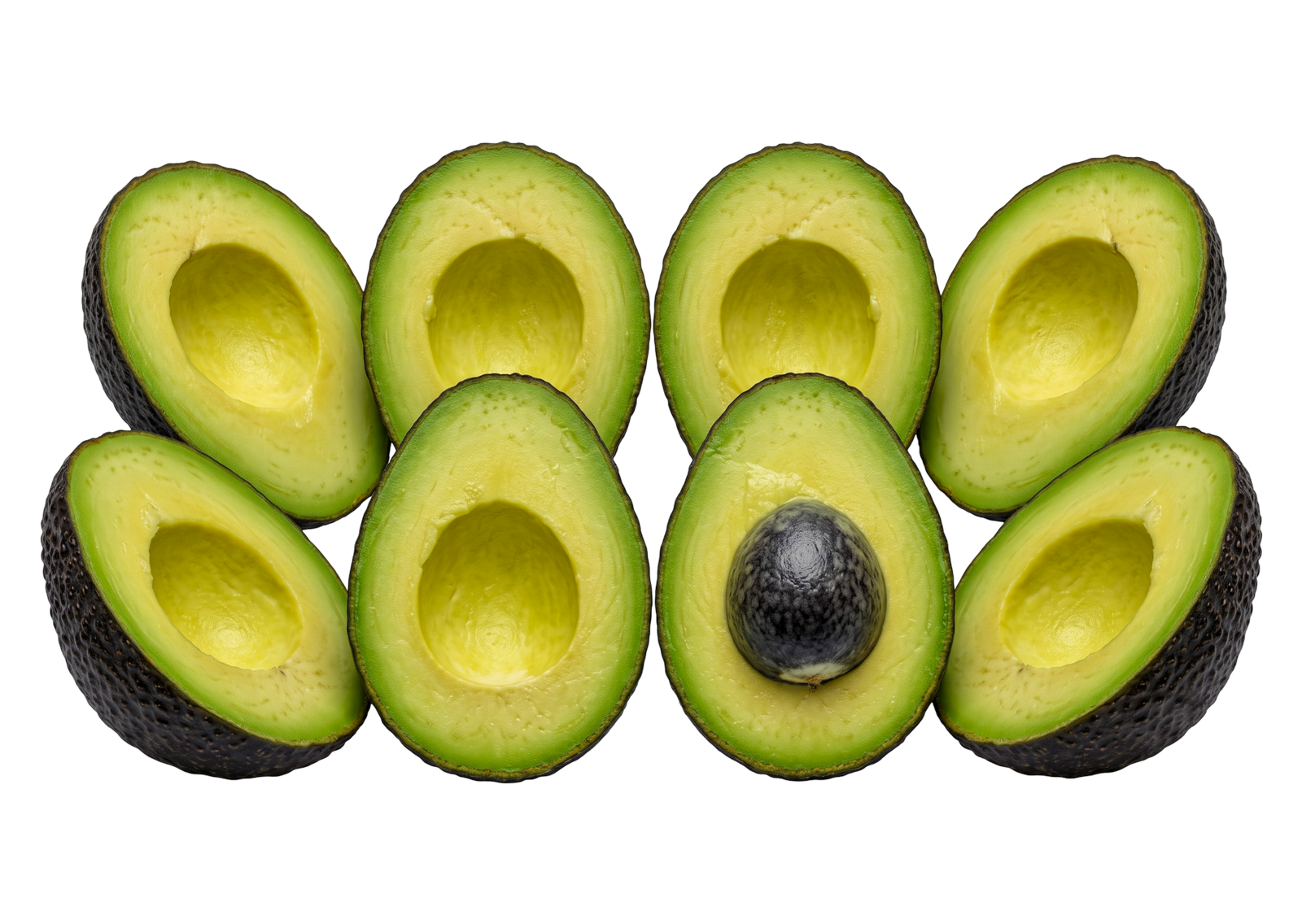Fresh Avocado Slices Row Halves Isolated
