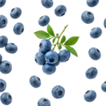 Fresh Blueberries Cluster with Green Leaves
