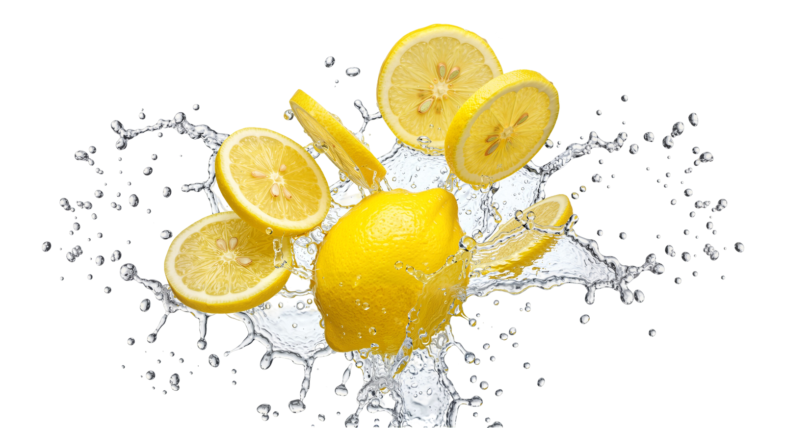 Fresh Lemon Slices with Water Splash