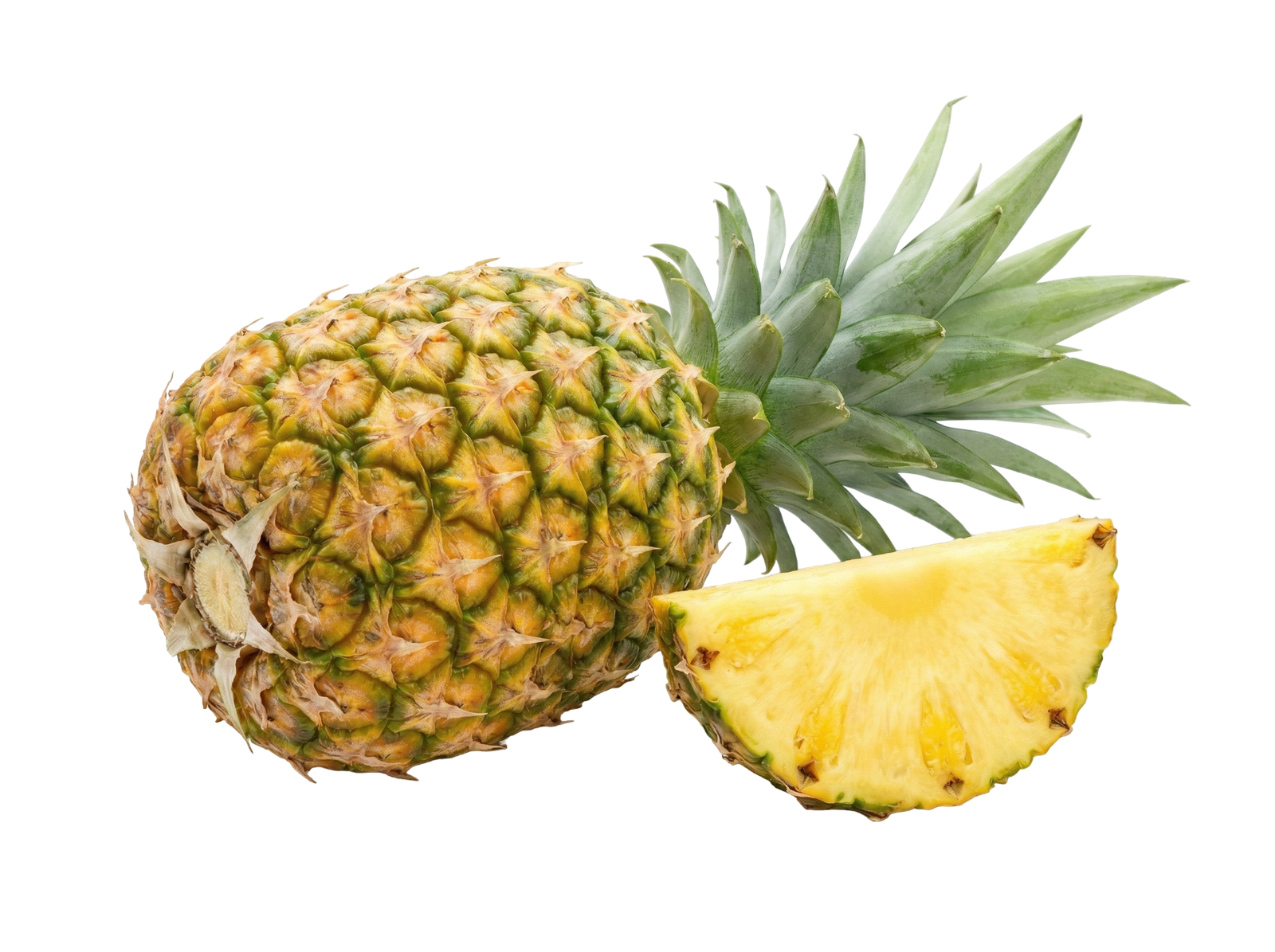 Fresh Pineapple Whole and Cut Slice Fruit Transparent Background