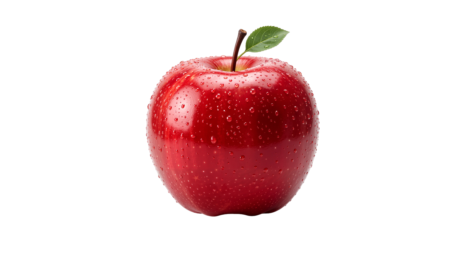 Fresh Red Apple Fruit with Green Leaf