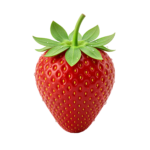 Fresh Red Strawberry Fruit with Green Leaves