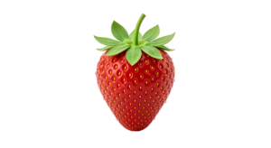 Fresh Red Strawberry Fruit with Green Leaves