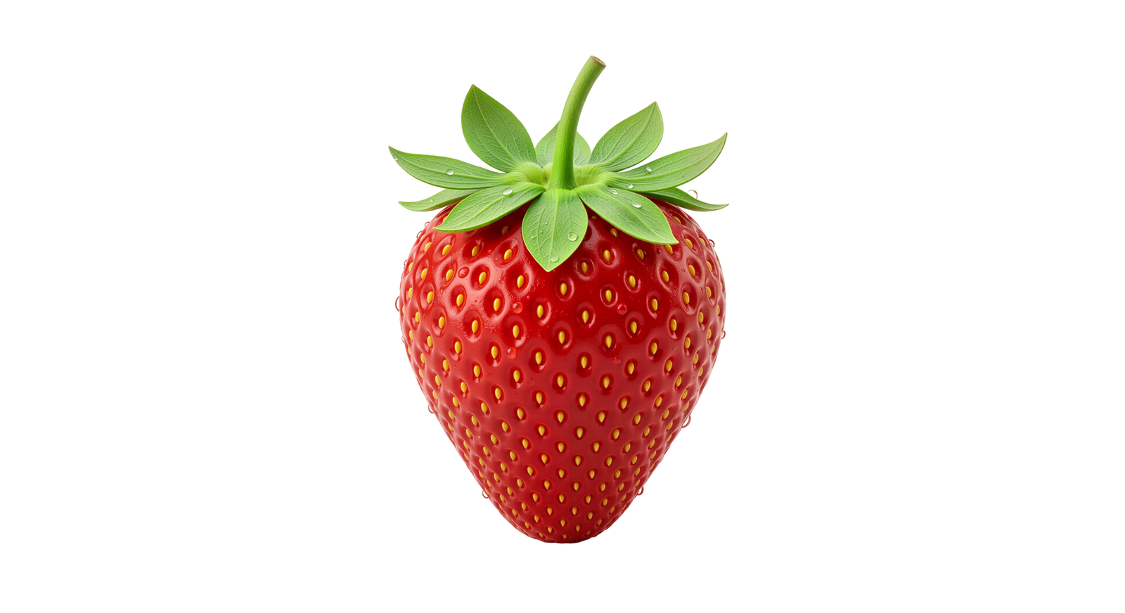 Fresh Red Strawberry Fruit with Green Leaves