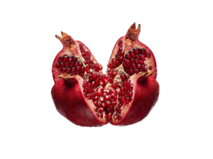 Fresh Ripe Cracked Pomegranate Halves Fruit Transparent Background