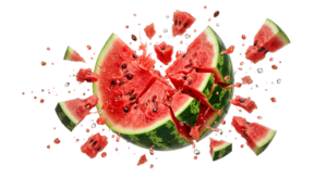 Fresh Watermelon Slices with Water Splash