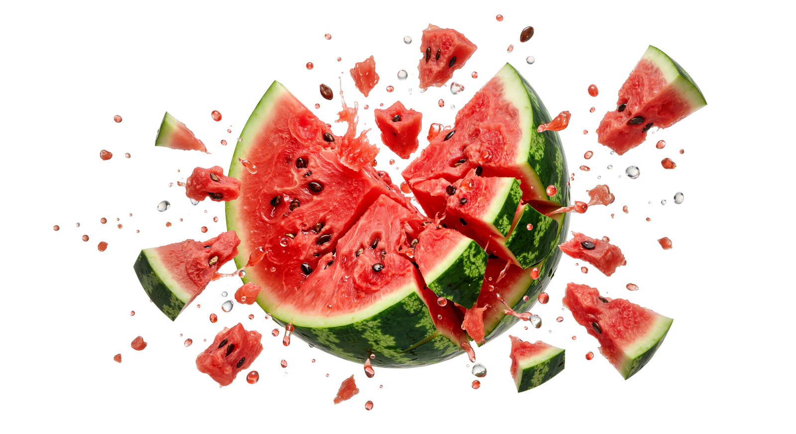 Fresh Watermelon Slices with Water Splash