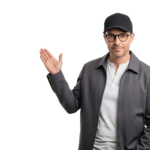 Friendly Delivery Man Courier Waving Hand Transparent Background