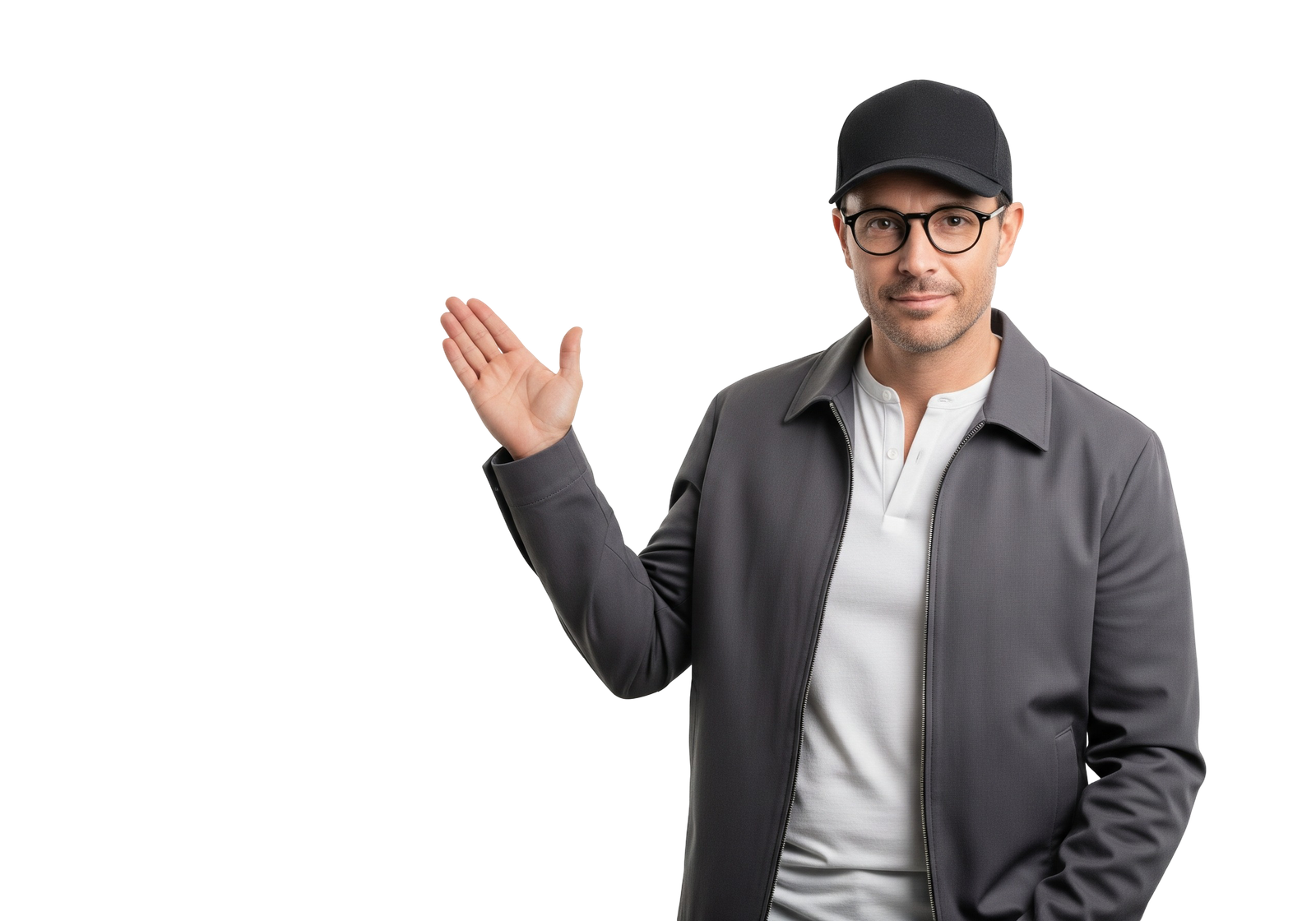 Friendly Delivery Man Courier Waving Hand Transparent Background