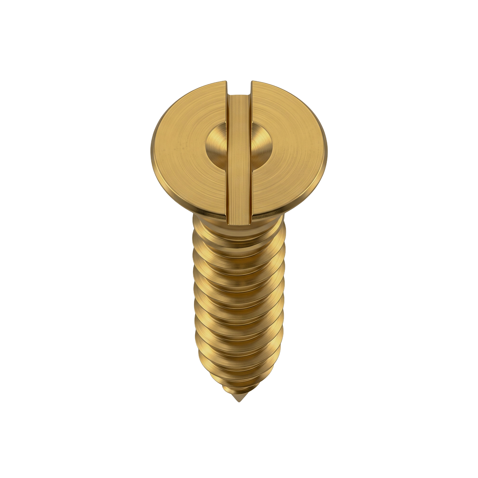 Gold Brass Slotted Machine Screw Hardware Isolated