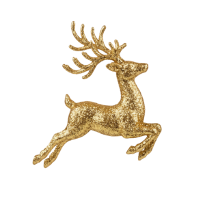 Gold Reindeer Ornament Figurine Jumping