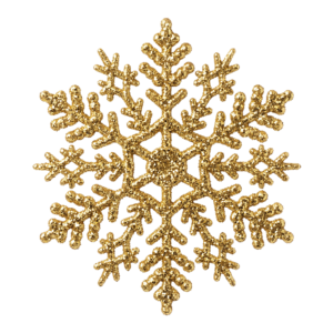 Gold Snowflake Ornament Isolated on Transparent Background
