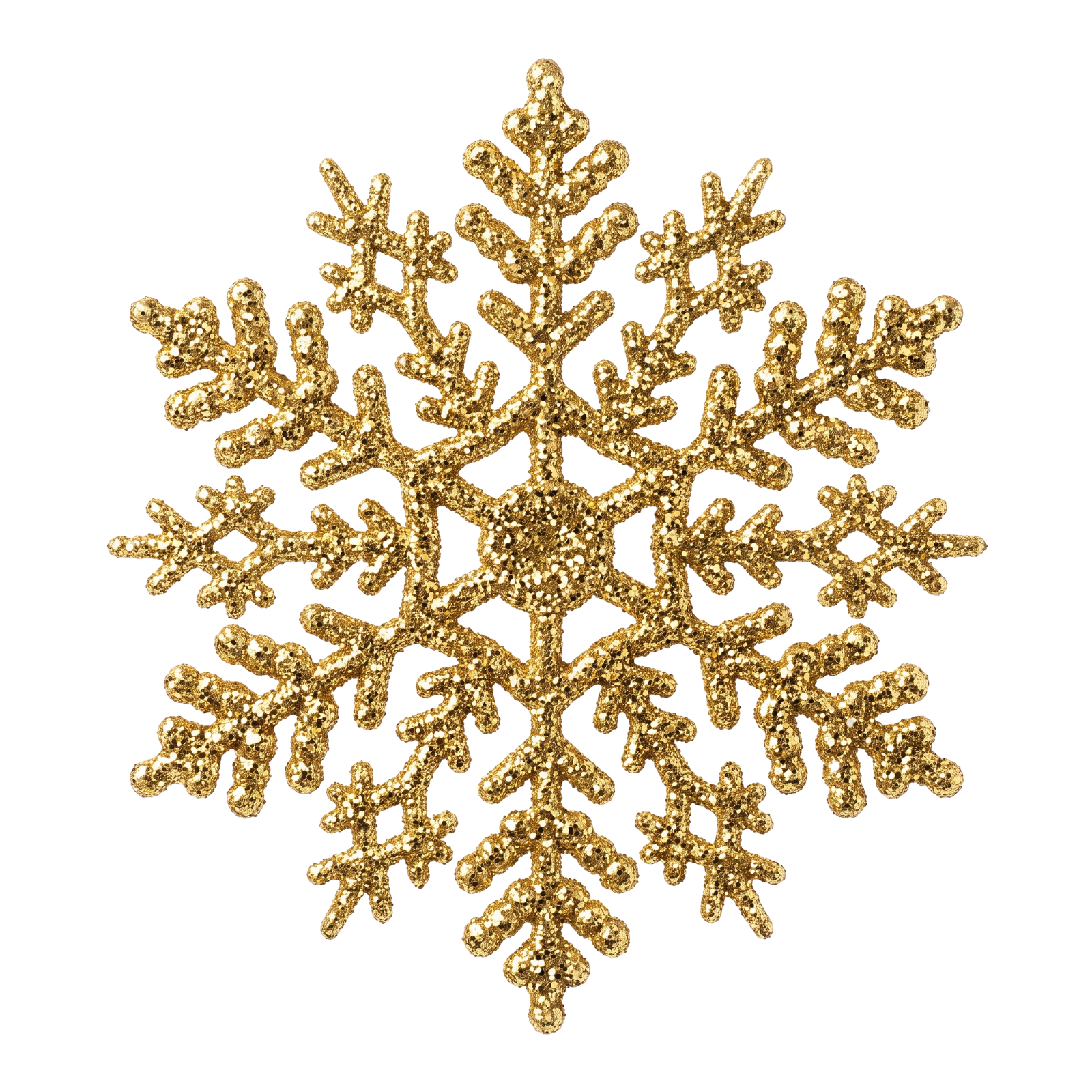 Gold Snowflake Ornament Isolated on Transparent Background