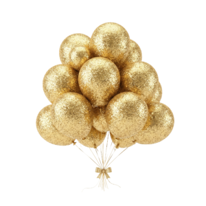 Golden Glitter Balloon Bunch Party Isolated