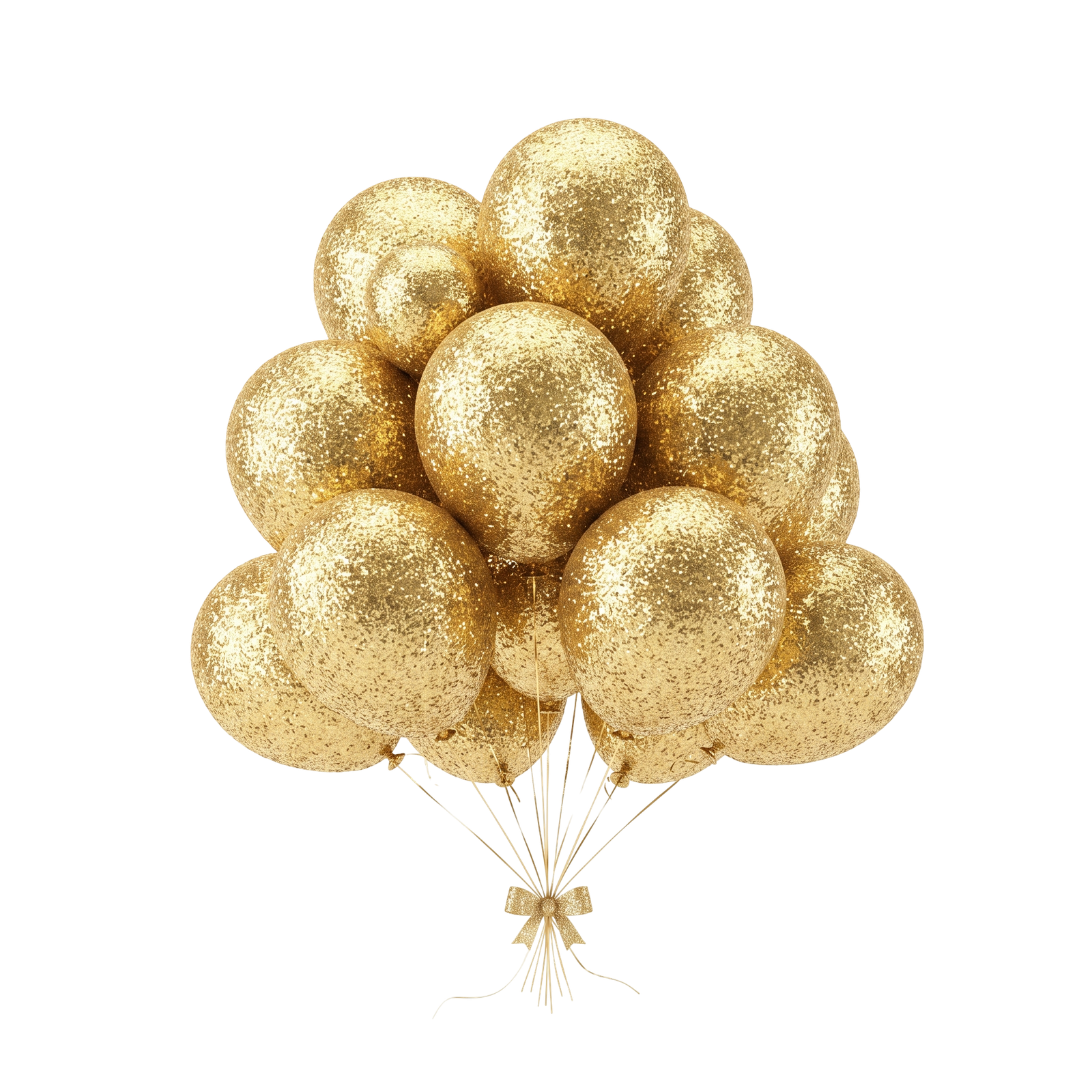 Golden Glitter Balloon Bunch Party Isolated