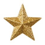 Golden Glitter Christmas Star Decoration Isolated