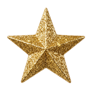 Golden Glitter Christmas Star Decoration Isolated