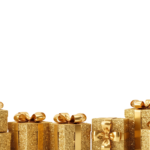 Golden Glitter Gift Boxes Border Christmas Isolated