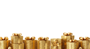 Golden Glitter Gift Boxes Border Christmas Isolated