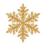Golden Glitter Snowflake Christmas Ornament Isolated