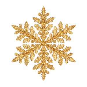 Golden Glitter Snowflake Christmas Ornament Isolated