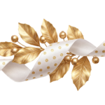 Golden Leaves Ribbon Wreath Decor Isolated
