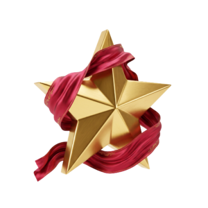 Golden Star with Red Ribbon Award Isolated