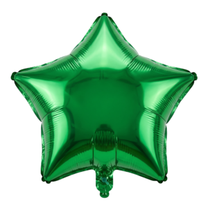 Green Star Metallic Foil Balloon Isolated