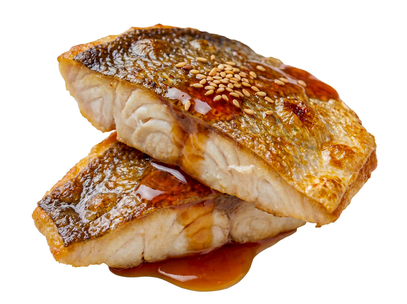 Grilled Fish Fillet Slices Food Isolated