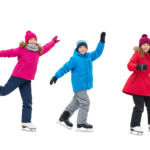 Group of Diverse Children Ice Skating Winter Activity