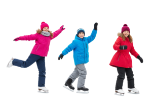 Group of Diverse Children Ice Skating Winter Activity