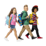 Group of Diverse Elementary Kids Walking Together with Backpacks