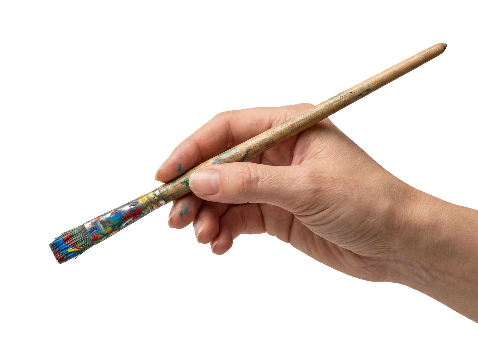 Hand Holding Art Paint Brush Drawing Transparent Background