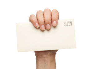 Hand Holding Blank Envelope Letter Isolated