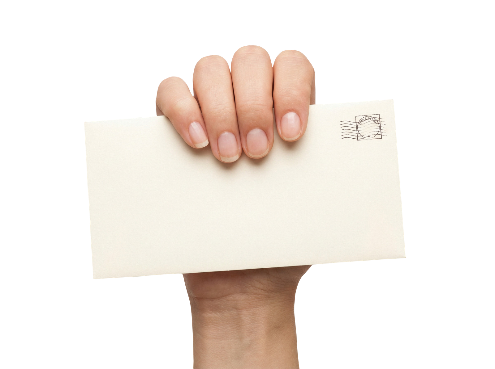 Hand Holding Blank Envelope Letter Isolated