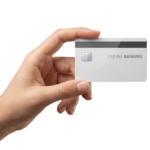 Hand Holding Blank White Plastic Credit Card Transparent Background
