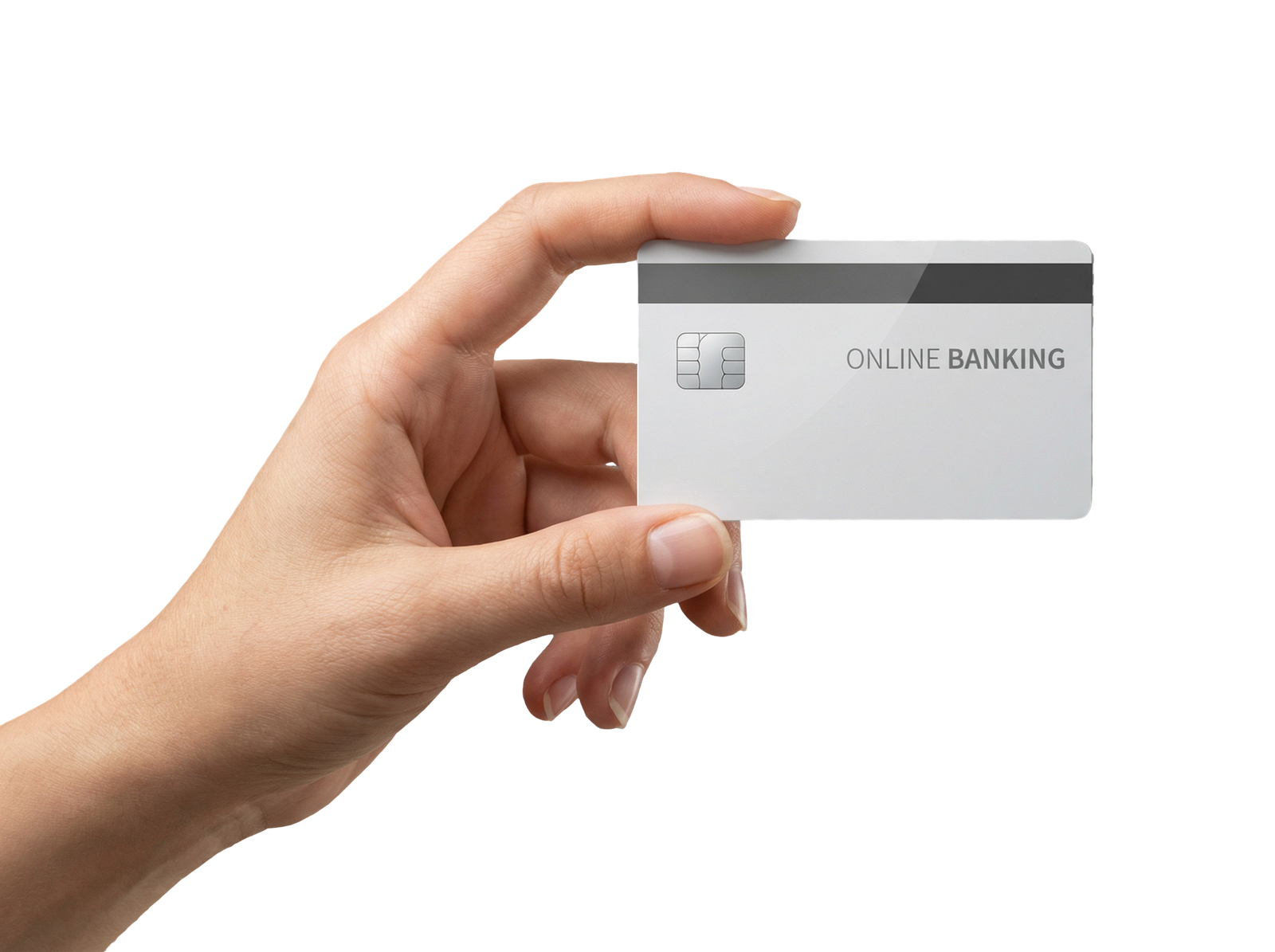 Hand Holding Blank White Plastic Credit Card Transparent Background