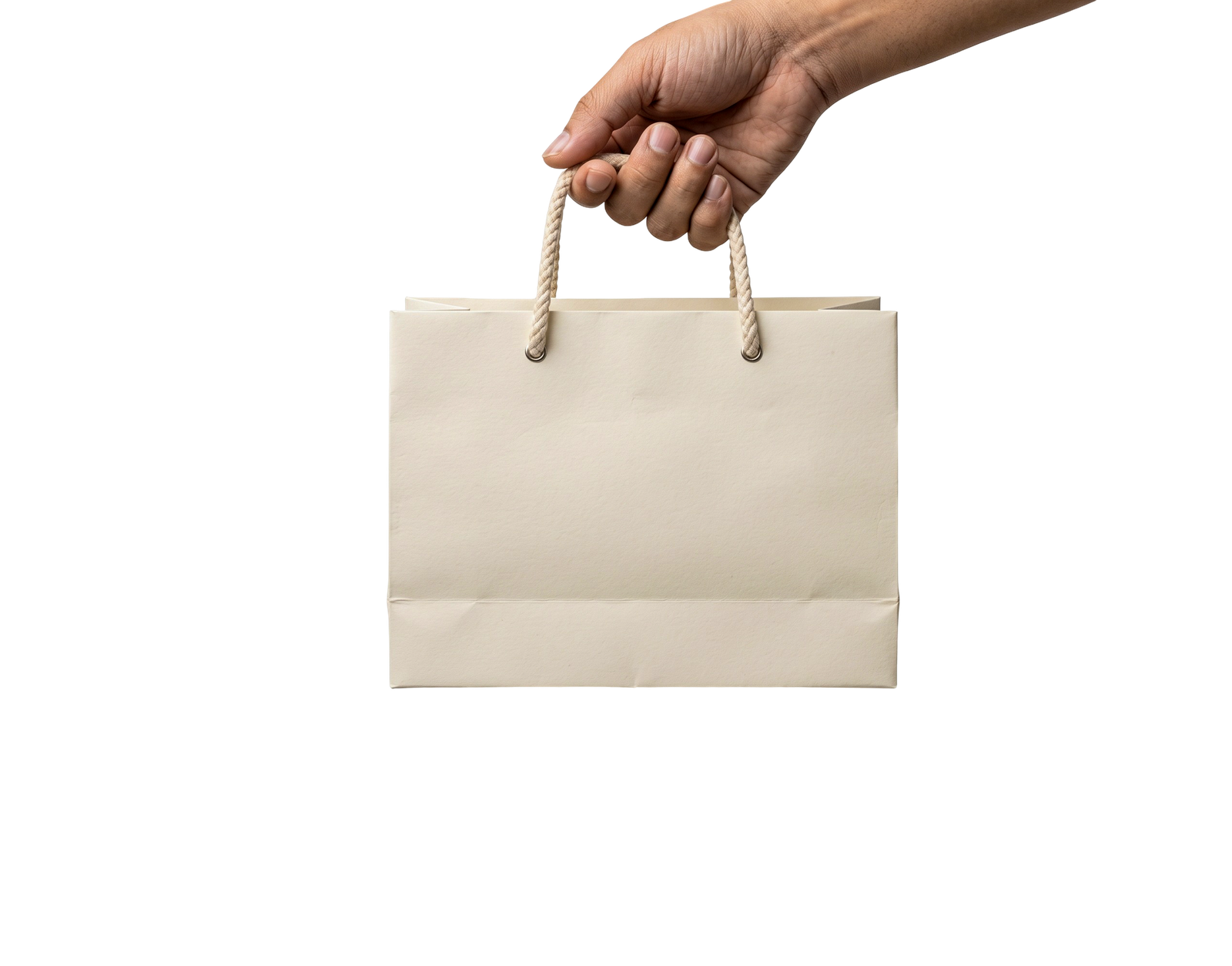 Hand Holding Paper Shopping Bag Isolated