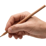 Hand Holding Pencil Writing or Drawing Transparent Background