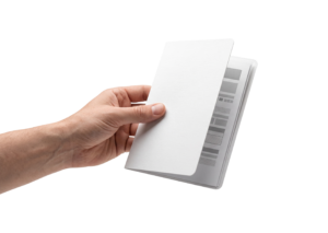 Hand Holding White Booklet Paper Isolated