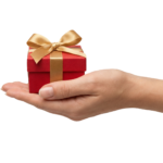 Hand Offering Red Gift Box Present Transparent Background