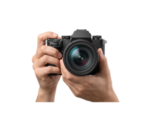 Hands Holding DSLR Camera Photography Isolated