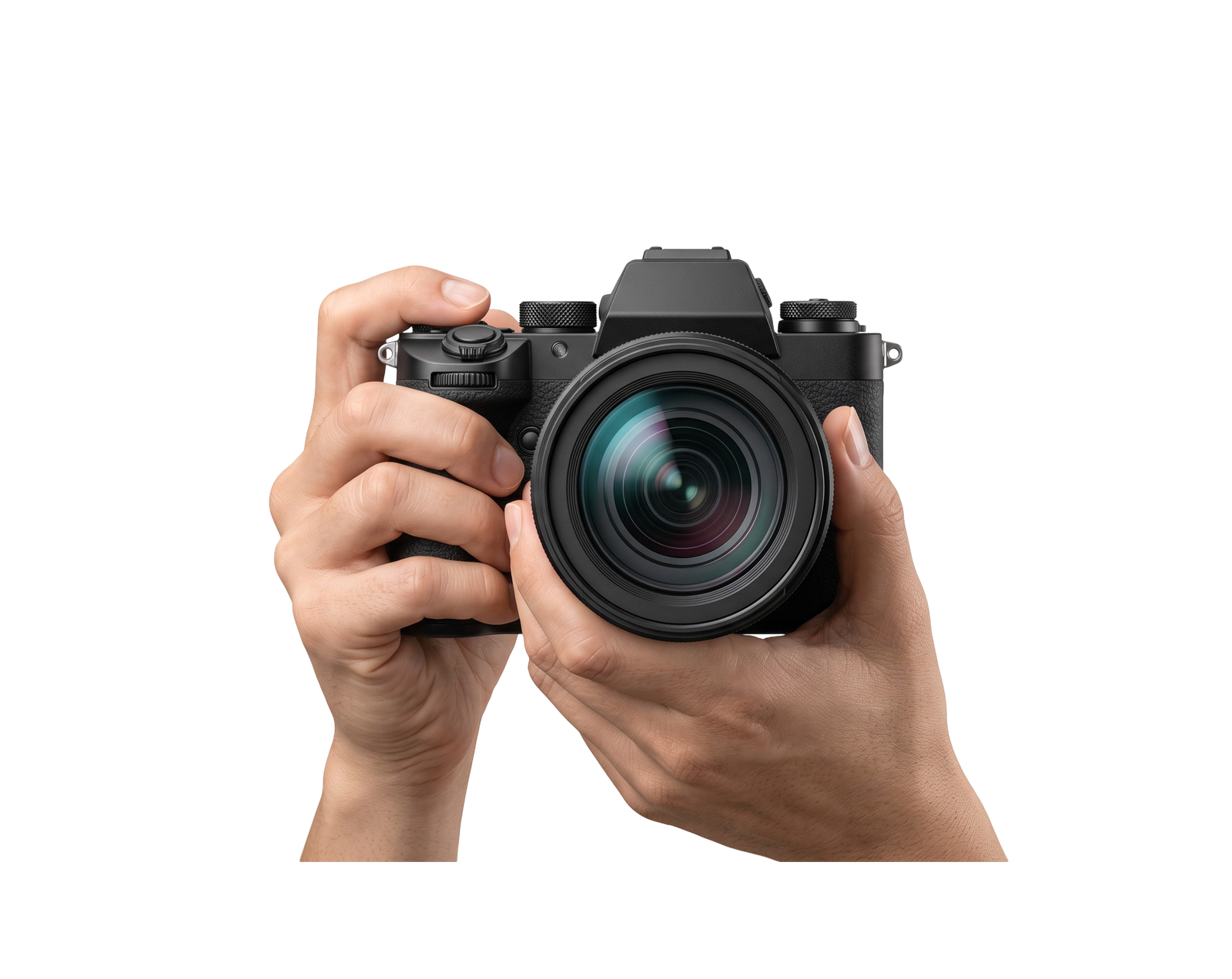 Hands Holding DSLR Camera Photography Isolated