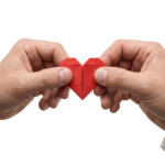Hands Holding Origami Paper Red Heart Symbol Transparent Background