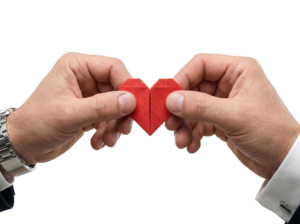 Hands Holding Origami Paper Red Heart Symbol Transparent Background