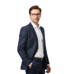 Handsome Businessman in Suit with Glasses Standing Confident Transparent Background