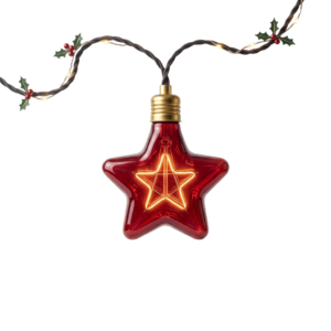 Hanging Red Christmas Star Ornament with Lights